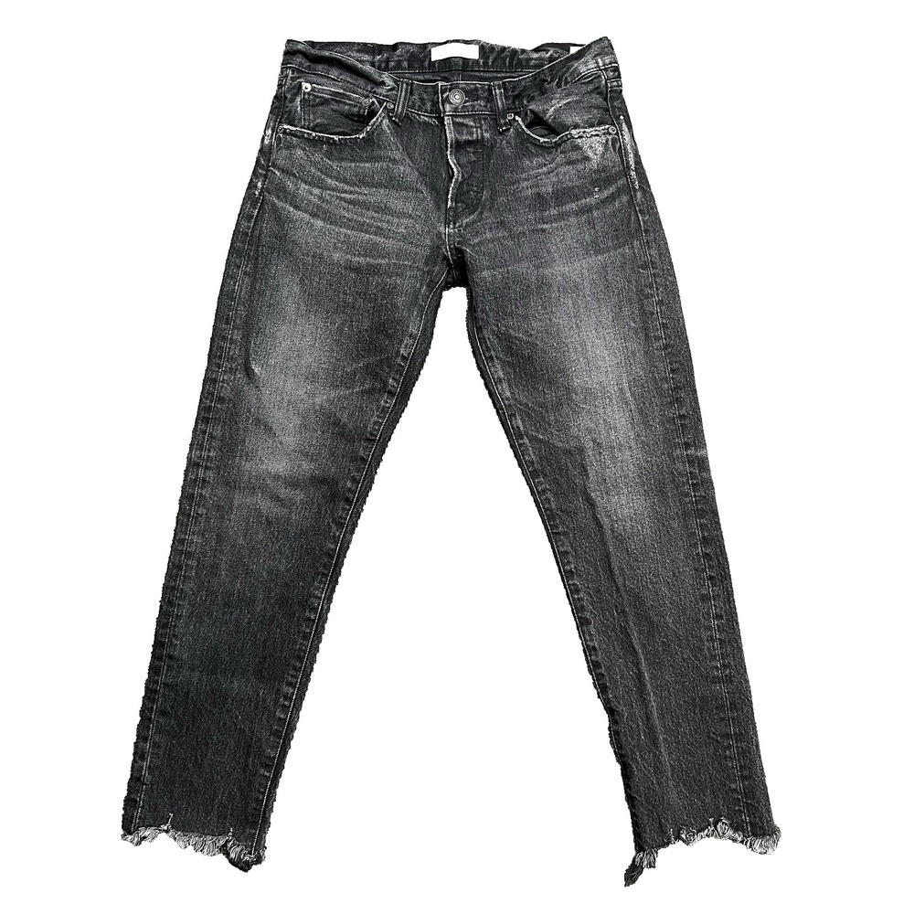 Moussy Vintage‎ Tapered Jeans Black Distressed Japan 025CAC11 Women Sz 28